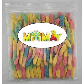 MiMa MiMa Assorted Sour Gummy Candy - Tangy, Chewy SOUR Candy in Fun Shapes - Holiday Candy for Christmas Gifts & Stocking Stuffers - Sour Neon Worms 1lb