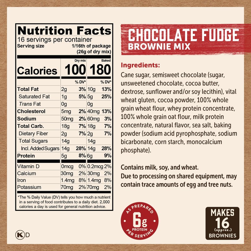 Kodiak Cakes Chocolate Fudge Brownie Mix, 14.8 Ounce Boxes (Pack