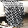LumiSyne Knitted Throw Blanket with Tassels Houndstooth Bohemian Check Soft