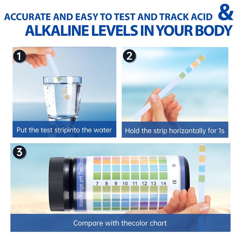 PH Test Strips 0-14, 100 Strips Universal Litmus Papers for