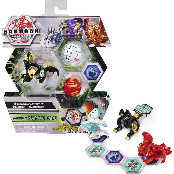 Bakugan Starter Pack 3-Pack, Fused Hydorous x Thryno Ultra, Armored Alliance Collectible Action Figures