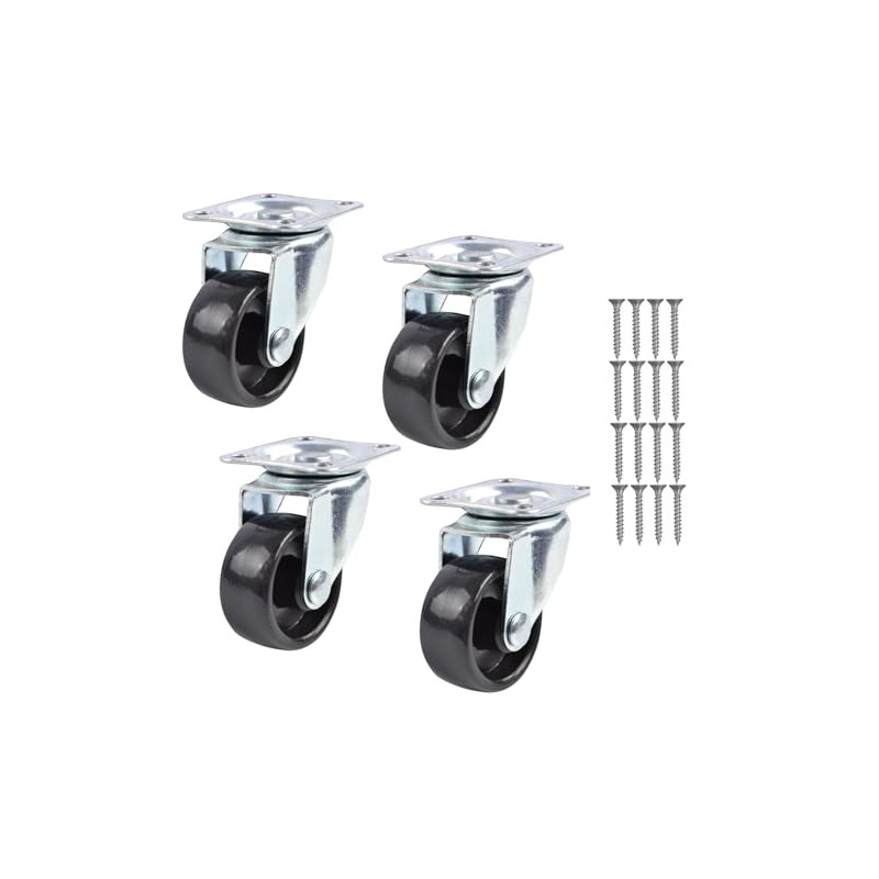 Keypak Swivel Castor Wheels - 40mm Diameter - Black Plastic
