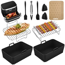 XUNIVERS Hot Air Fryer Accessories, Airfryer Accessories for AF300EU AF400EU 7.6L-9.5L and Other Dual Zone Air Fryer, Airfryer Accessories, Air Fryer Accessories, Hot Air Fryer Grill Rack, Baking