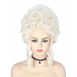 Topcosplay Peluca Rubia Corta Y Voluminosa para Disfraz de Halloween, Pelucas para Cosplay para Mujer, Peluca Estilo Colmena Barroca