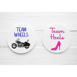 Heels or Wheels Themed Team Wheels Team Heels Gender Reveal Baby Shower Party Favor Labels, Round 1.5" (30 stickers), 2.0" (20 stickers) or 2.5" (12 stickers) per page, HOW027, LABELS ONLY :)