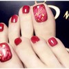 Sakytal Esmalte de uñas falsas con purpurina, color rojo, con