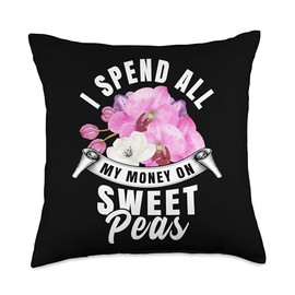 Sweat Pea Gardener Sweat Pea Flower Seeds Gardening Throw Pillow
