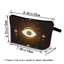 YULUENZE Eye Pattern Present Evil Eye Makeup Bag Cute Small Organizer Bag with Zipper Golden Evil Eye Print Cosmetic Bag Birthday Presents for Women Friends Sisters