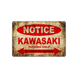 KAWASAKI Motorcycles Bikes Only All Others Will Be Towed Parking Sign Vintage Retro Metal Decor Art Shop Man Cave Bar Aluminum 8"x12" Sign Plate