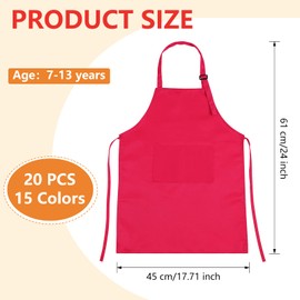 Janmercy 20 Pcs Kids Aprons Set, Children Chef Aprons, Kids Adjustable Aprons for Boys Girls Cooking Baking, L for 7-13 Age (Multicolor)