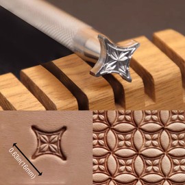 Leather Stamping Tool Hollow Box Geometric Stamp of Wheat Pattern 304 Stainless Steel Leather Stamp Leathercraft Carving Tool (Large)