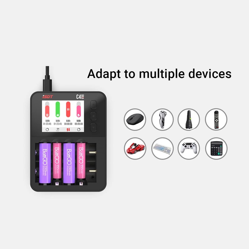 ISDT C4 EVO AAA Universal Battery Balance Charger, 6-Bay Smart