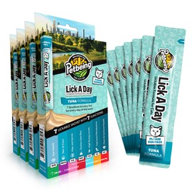 PETBEING Lick a Day | Specially Formulated 7-in-1 Functions Daily Real Meat Lickable Cat Supplemets | Tasty Cat Puree Squeeze ups for Cats & Pet Vitamins Combination (7-Pack x 4, Tuna)