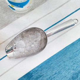 Haizsijin Metal Ice Scoop 8 Oz, Small Stainless Steel Ice scooper for Ice Maker Ice Bucket Kitchen Freezer Bar Party Wedding, Multipurpose for Popcorn Scoop,Flour Scoop,Dog Food Scoop (8oz-silver)