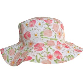 TeddyT's Women's Wide Brim Floral Tulip Design Summer Sun Hat (M/L (57cm))