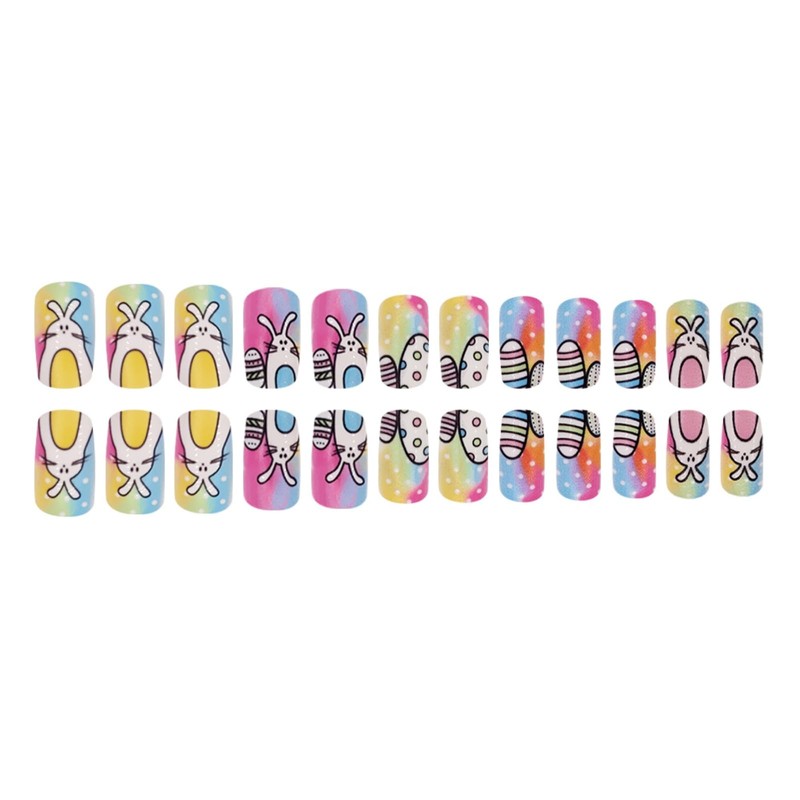 Easter Press on Nails Medium Square Fake Nails Colorful False