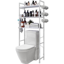 LINZINAR 3 Tier Over The Toilet Storage Cabinet with Toilet Paper Holder Stand, Mass-Storage Over Toilet Bathroom Organizer, Space-Saving Rack Black Friday - Color: 1532 White