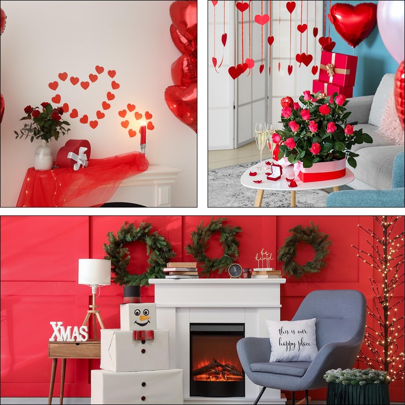 QUARKZMAN Heart Shaped Felt Pom Pom Hearts for Valentine's Day,