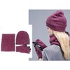 3Pcs Winter Knitted Hat Scarf Gloves Set Fleece Lined Warm