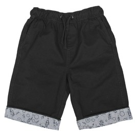 BIENZOE Boys Cotton Twill Elastic Waist Shorts, black