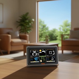 Digital Weather Station 7.5 Color Display Indoor Outdoor Wireless Temperature Humidity Smart Home ClockScreen Size: 7.5"