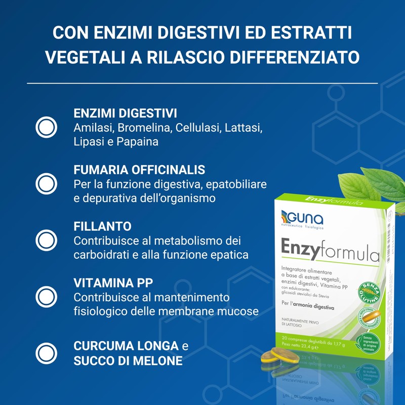 GUNA Enzyformula 20 Compresse - Integratore Alimentare a Base di