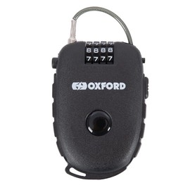 Oxford Products LK100 4-Digit Combination Lock with 75cm Retractable Cable, Black, One Size
