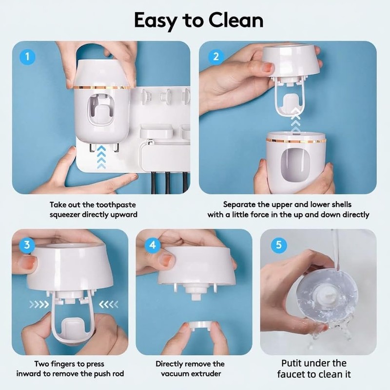 TuCao Wall Mounted Toothbrush Holder with Automatic Toothpaste Dispenser, No