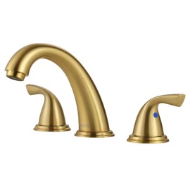 PARLOS Widespread 2 Handles Bathroom Sink Faucet 8 inch Deck Mount 3 Hole Lavatory Vanity Faucet, Brushed Gold, 1435008D