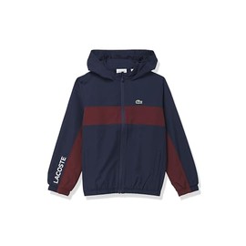 Lacoste Kids Zip-Up Jacket With Cross Panel, NAVY BLUE/EXPRESSO, 3 Years
