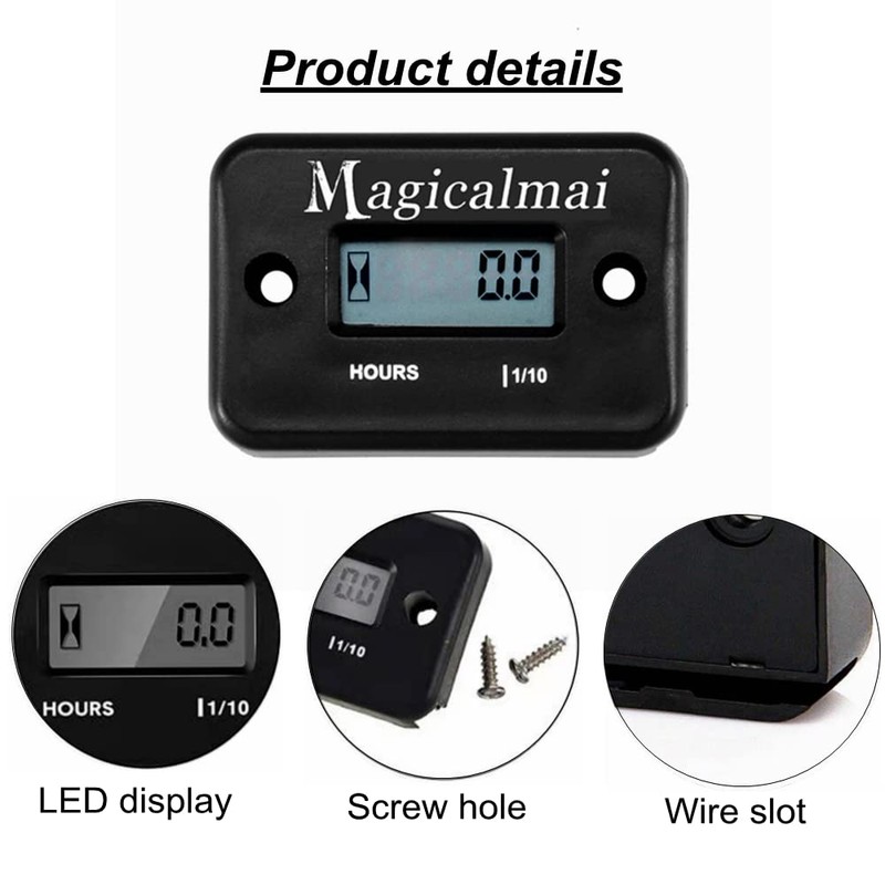 2pcs Magicalmai Inductive Hour Meter for Gas Engine Generator Lawn