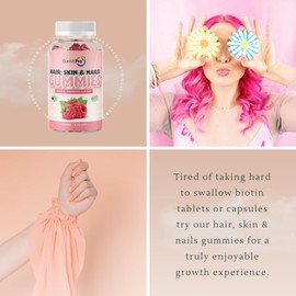 5,000µg Biotin Plant based Hair Skin and Nails Gummies, for Thicker Hair & Stronger Nails