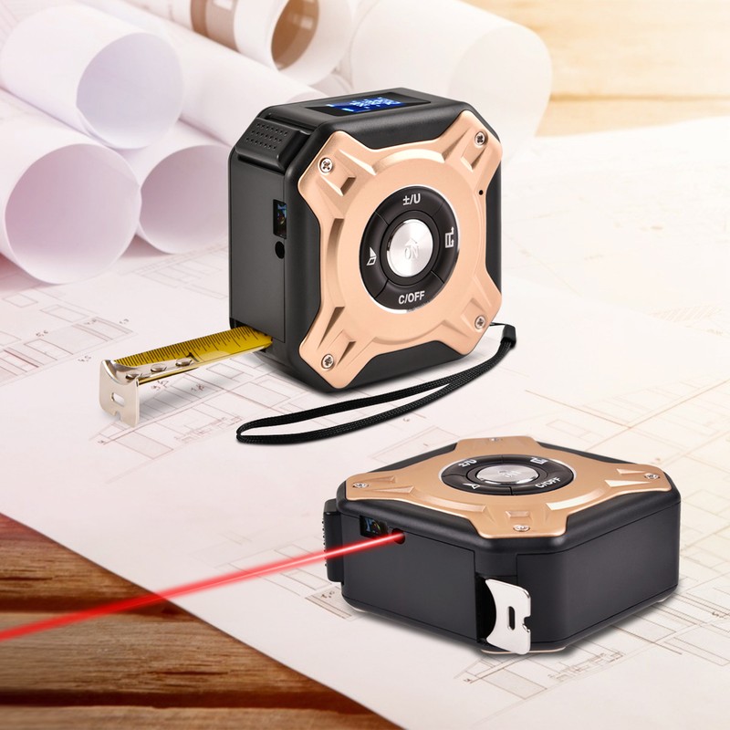 Infrared Electronic Tape Measure, 2-in-1 Handheld Electronic Rangefinder Measure Automatic
