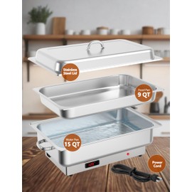 2 PACK Electric Chafing Dish Buffet Set 9QT Buffet Servers and Warmers Digital Display Temperature Warming Tray Stainless Steel Food Warmer for Parties Weddings Caterings