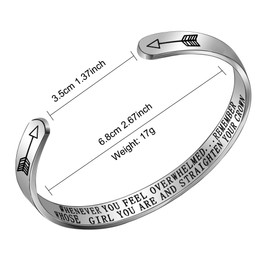 Aoeboz Inspirational Adjustable Cuff Bracelet Bangle Keep Going Motivational Quote Stainless Steel Engraved Best Friend Sister Aunt NieceGift for Women Girls (Whenever You Feel Overwhelmed Remember Whose Girl You are and Straighten Your Crown)