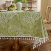 Rakila Rectangle Vintage Cotton Linen Tablecloth with Stitching Tassels Washable