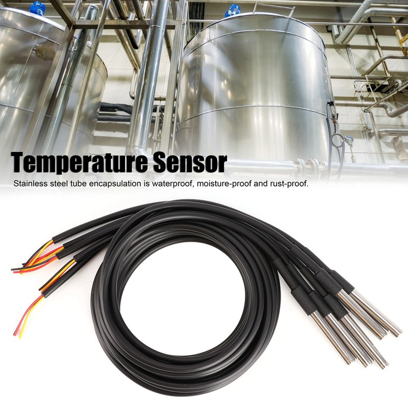 5Pcs Temperature Probe Sensor Stainless Steel Waterproof Cable Thermometer
