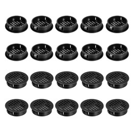sourcing map 24Pcs 35mm/1.38" Circular Soffit Air Vents, Plastic Soffit Vent Cover, Round Mesh Hole Louver for Bathroom Kitchen Cabinet Wardrobe, Black