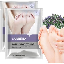 2 Pares Mascarilla Exfoliante de Pies Hydrating - Ultra Hydrating Mascarilla Exfoliante de Pies, para Exfoliante de Pies, Elimina Piel, Muerta Suaviza El Talón, para Hombres y Mujeres, A,Lavanda