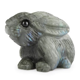 Artistone 2.0" Rabbit Bunny Statue Figurine,Hand Carved Gemstone Sitting Rabbits Animal Art Sculpture, Handmade Bunny for Home,Garden,Lawn Yard Decor Art Ornament Farm Animal (Lab)