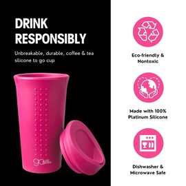 GoSili to-Go Cup with Lid – Hot Pink, 16oz