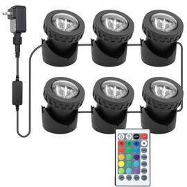 Colored Pond Lights with Timer, RGB Fountain Lights IP68 Waterproof Pond Light, Dimmable Outdoor Landscape Lights for Fish Tank Pond Fountain Garden (6 Lights)