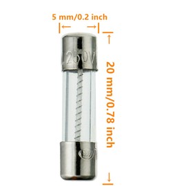 HUAREW T3.15AL250V 20 Pcs 5x20mm slow blow glass fuse 3.15A 250V 0.2 x 0.78 inch time delay fuse