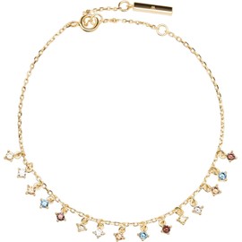 PDPaola Willow PU01-109-U Bracelet in Gold-Plated Silver with 15 Hanging Stones in Five Different Colours, Chain: Adjustable Clasp from 15 to 18 cm, Sterling Silver, Cubic Zirconia