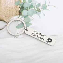 OKEYCH Welder Gift Will Weld For Tacos Keychain Welding Jewelry Metal Worker Gift Tacos Lover Gift (Weld For Tacos Jewelry)