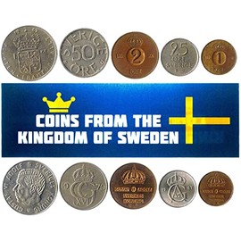 Sweden 5 Mixed Coins | 1 Ore to 1 Krona | Swedish Currency Since 1950