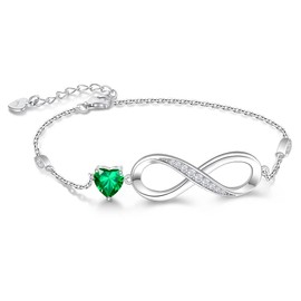 RIVIKO Infinity Love Heart Symbol Charm Bracelet for Women 925 Sterling Silver Adjustable Birthday Valentine’s Day Mothers Day Jewelry Gift for Mom Women Wife Her Friends