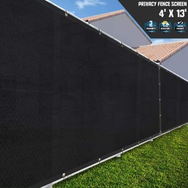 TANG Sunshades Depot Black 4x13' Feet Privacy Fence Screen Windscreen with Bindings & Grommets Heavy Duty for Commercial and Residential 150GSM 88% Blockage (Available for Custom Sizes)
