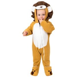 Snonook Fleece Baby Bunting Bodysuit – Unisex Baby Pram with Attached Hood, Fold-Over Mittens & Footies, Baby Winter Suit Outerwear Jacket, Baby Lion, 3t Toddler