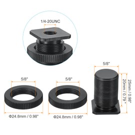 PATIKIL Male 5/8" to Female 1/4" Camera Hot Shoe Mount, 2 Pack Flash Cold Shoe Mount Tripod Screw Adapter for DSLR Rig, Black